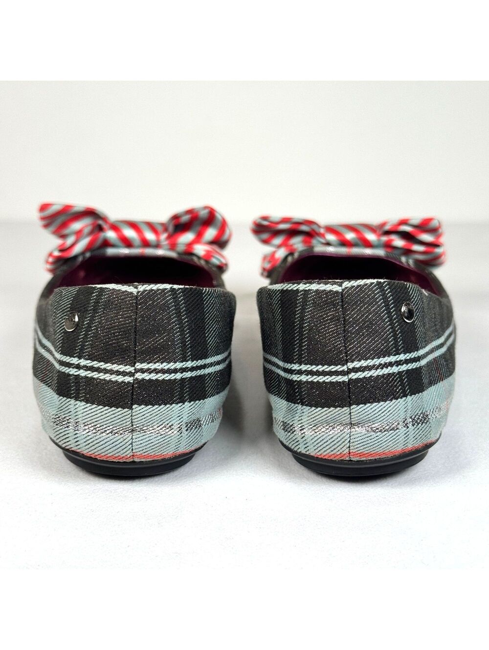 Coach Poppy Cambria Tartan Plaid Ballet Flats w/Bow Detail - 6 - Picture 6 of 7
